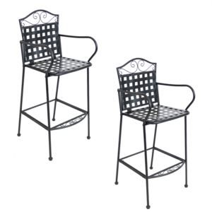 Scrolling+Wrought+Iron+Patio+Dining+Bar+Chairs+Black+Set+of