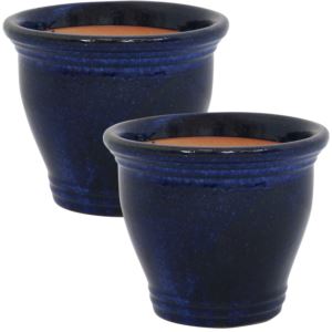 11+in+Studio+Glazed+Ceramic+Planter+-+Imperial+Blue+-+Set+of+2