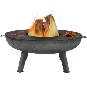 Sunnydaze+Fire+Pit+Cast+Iron+Wood-Burning+Fire+Bowl+with+Cooking+Ledge+-+40-Inch