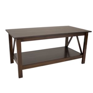 Solid+Pine+Coffee+Table+with+Lower+Shelf+Dark+Brown