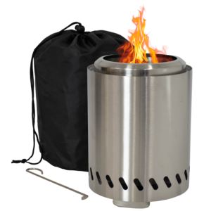Triple+Burn+Stainless+Steel+Smokeless+Fire+Pit+-+Silver