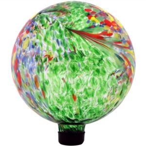 Sunnydaze+Green+Artistic+Glass+Gazing+Ball+Globe+-+10-Inch