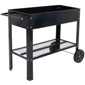 Sunnydaze+Galvanized+Steel+Mobile+Raised+Garden+Bed+Cart+-+Black