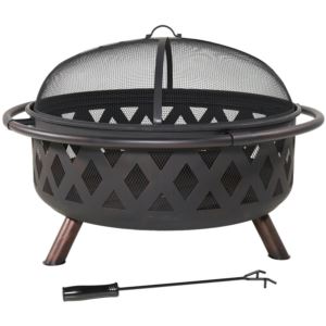 Cross+Weave+Fire+Pit+Metal+Wood+Burning+wTools