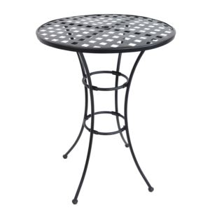 in+Elegant+Wrought+Iron+Round+Patio+BarHeight+Table+Black