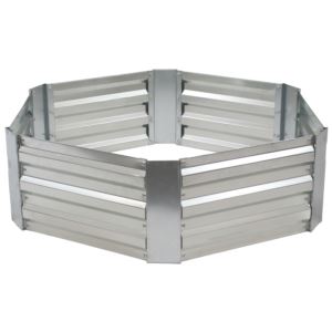 Galvanized+Steel+Hexagon-Shaped+Raised+Planter+Bed+-+Silver
