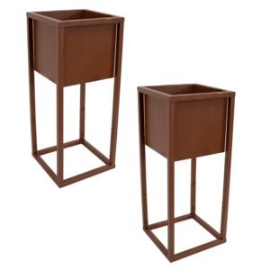 Modern+Simplicity+20+in+%2850.8+cm%29+Indoor%2FOutdoor+Elevated+Planter+-+Brown+-+2-Pack