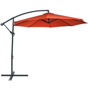 Sunnydaze+Steel+Outdoor+Offset+Patio+Umbrella+with+Cantilever+Burnt+Orange+Foot