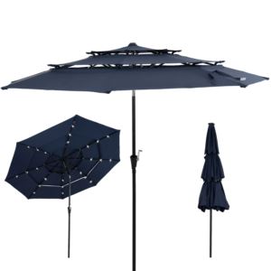 Tier+Solar+Patio+Umbrella+Navy+Blue