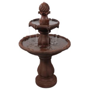Sunnydaze+2-Tier+Solar+Outdoor+Water+Fountain+with+Battery+Backup+-+Rust+Finish+-+35-Inch