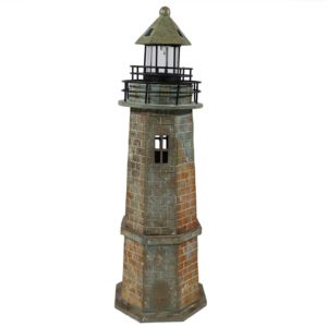 35+in+Resin+and+Stone+Solar+LED+Lighthouse+Nautical+Statue