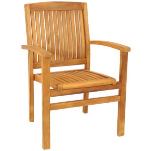 Stackable+Teak+Wood+Patio+Armchair