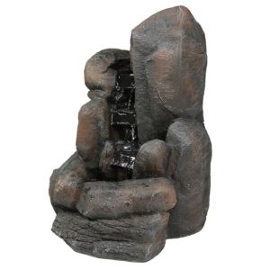 Sunnydaze+Rock+Falls+Solar+Water+Fountain+with+Battery+Backup+-+22-Inch