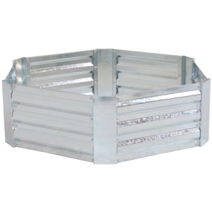 Sunnydaze+Galvanized+Steel+Raised+Bed+Inch+Hexagon+Silver