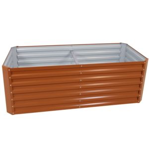 Sunnydaze+Galvalume+Steel+Raised+Garden+Bed+Rectangle+Brown