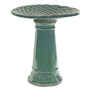Rennes++Glazed+Ceramic+Bird+Bath+-+Turquoise