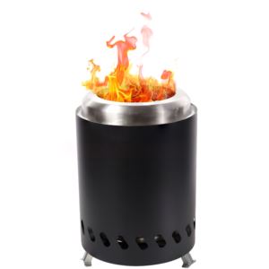 Stainless+Steel+Tabletop+Smokeless+Fire+Pit+-+Black+-+8%22+H+x+5.5%22+Diameter