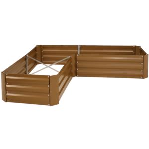 Galvanized+Steel+L-Shaped+Raised+Garden+Bed+-+59.5+in+-+Brown
