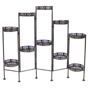 Sunnydaze+Tier+Bronze+Steel+Indoor+and+Outdoor+Folding+Plant+Stand+Inch