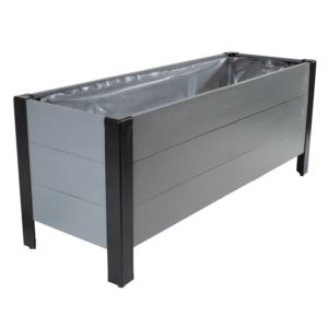 Acacia+Wood+Planter+Box+with+Removable+Planter+Bag+Gray
