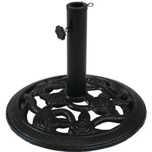 Sunnydaze+Rose+Blossom+Cast+Iron+Patio+Umbrella+Base+-+Black+-+16-Inch