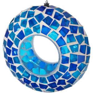 Sunnydaze+Blue+Mosaic+Fly-Through+Hanging+Outdoor+Bird+Feeder+-+6-Inch