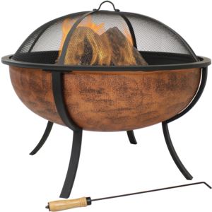 Sunnydaze+Copper+Finish+Raised+Outdoor+Fire+Pit+Bowl+with+Spark+Screen+Inch