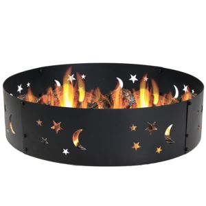 Sunnydaze+Metal+Campfire+Ring+w+DieCut+Stars+Moons+Inch
