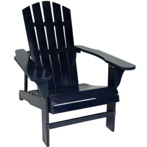 Sunnydaze+Coastal+Bliss+Wooden+Adirondack+Chair+-+Navy+Blue