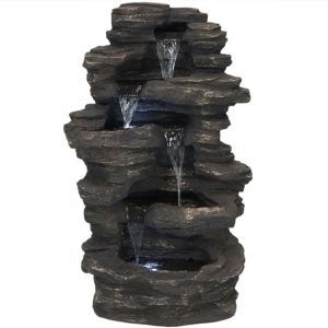 Sunnydaze+Rock+Falls+Electric+Waterfall+Fountain+with+LED+Lights+Inch