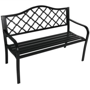 Outdoor+Black+Cast+Iron+Lattice+Patio+Garden+Bench