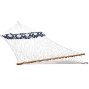 2-Person+Polyester+Patio+Rope+Hammock+%26+Pillow
