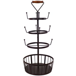 Tier+Iron+Coffee+Mug+Holder+with+Hooks+Dark+Brown