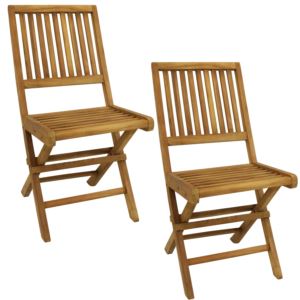 Sunnydaze+Nantasket+Teak+Outdoor+Folding+Patio+Chair+with+Slat+back+Chairs