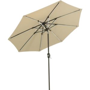 Sunnydaze+Solar+LED+Patio+Umbrella+Sunbrella+Beige+Foot