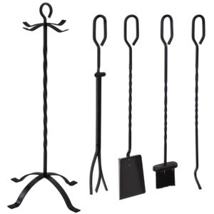 Piece+HeavyDuty+Steel+Fireplace+Tool+Set+with+Stand