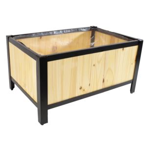 Acacia+Wood+Steel+Framed+Planter+Box+with+Removable+Planter+Bag+Natural