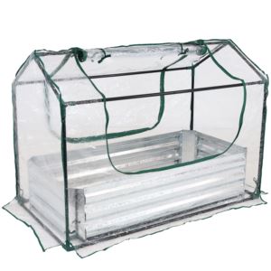Sunnydaze+Steel+Raised+Garden+Bed+and+PVC+Greenhouse+Kit+Clear+x