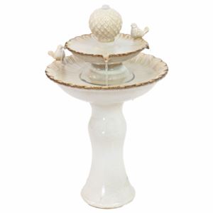 Tier+Resting+Birds+Ceramic+Outdoor+Water+Fountain+Inch+cm+White