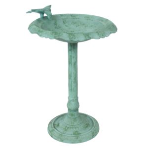 Garden+Visitor+Cast+Aluminum+Bird+Bath+Green+Patina