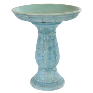Avignon+Lava+Finish+Ceramic+Bird+Bath+-+Blue+Distressed+Ceramic