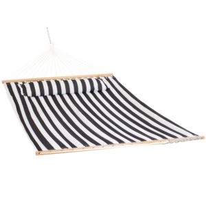 Sunnydaze+Quilted+Double+Fabric+Hammock+-+Black+and+White+Stripe