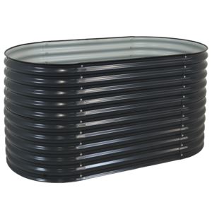 Sunnydaze+Oval+StandUp+Steel+Raised+Garden+Bed+W+x+H+Dark+Gray