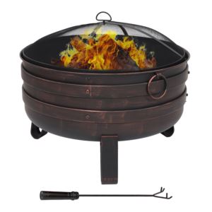Steel+Cauldron+Fire+Pit+with+Spark+Screen+and+Cover+in+cm
