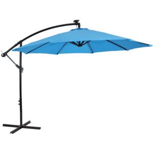 Sunnydaze+Offset+Patio+Umbrella+with+Solar+LED+Lights+Foot+Azure