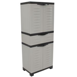 Storage+Cabinet+with+Adjustable+Shelves+and+Center+Drawer+Gray