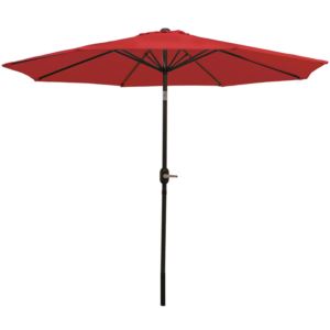Sunnydaze+Aluminum+Patio+Umbrella+with+Tilt+%26+Crank+-+Red+-+9-Foot