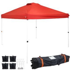 Sunnydaze+xFoot+Premium+PopUp+Canopy+and+Carry+BagSandbags+Red