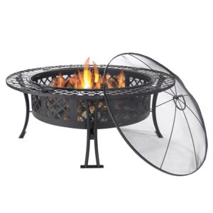 Sunnydaze+Diamond+Weave+Fire+Pit+with+Spark+Screen+-+40+Inch