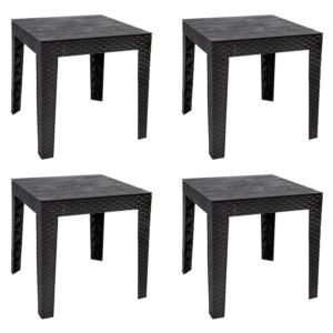 Polypropylene+Side+Table+with+Faux+Woodgrain+Tabletop+-+Black+-+4-Pack